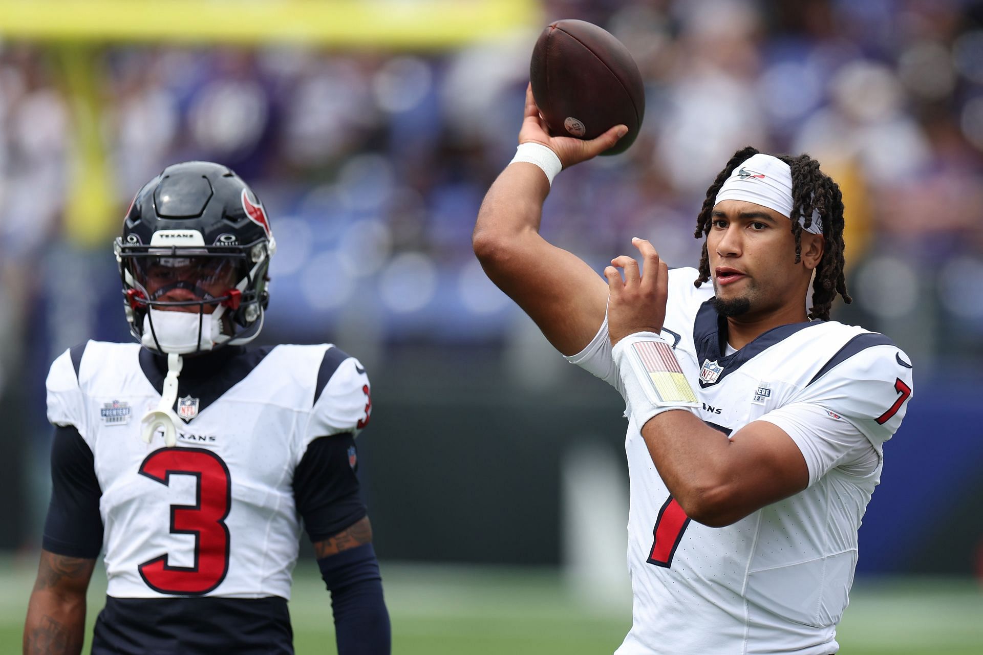 Tank Dell (L) at Houston Texans v Baltimore Ravens