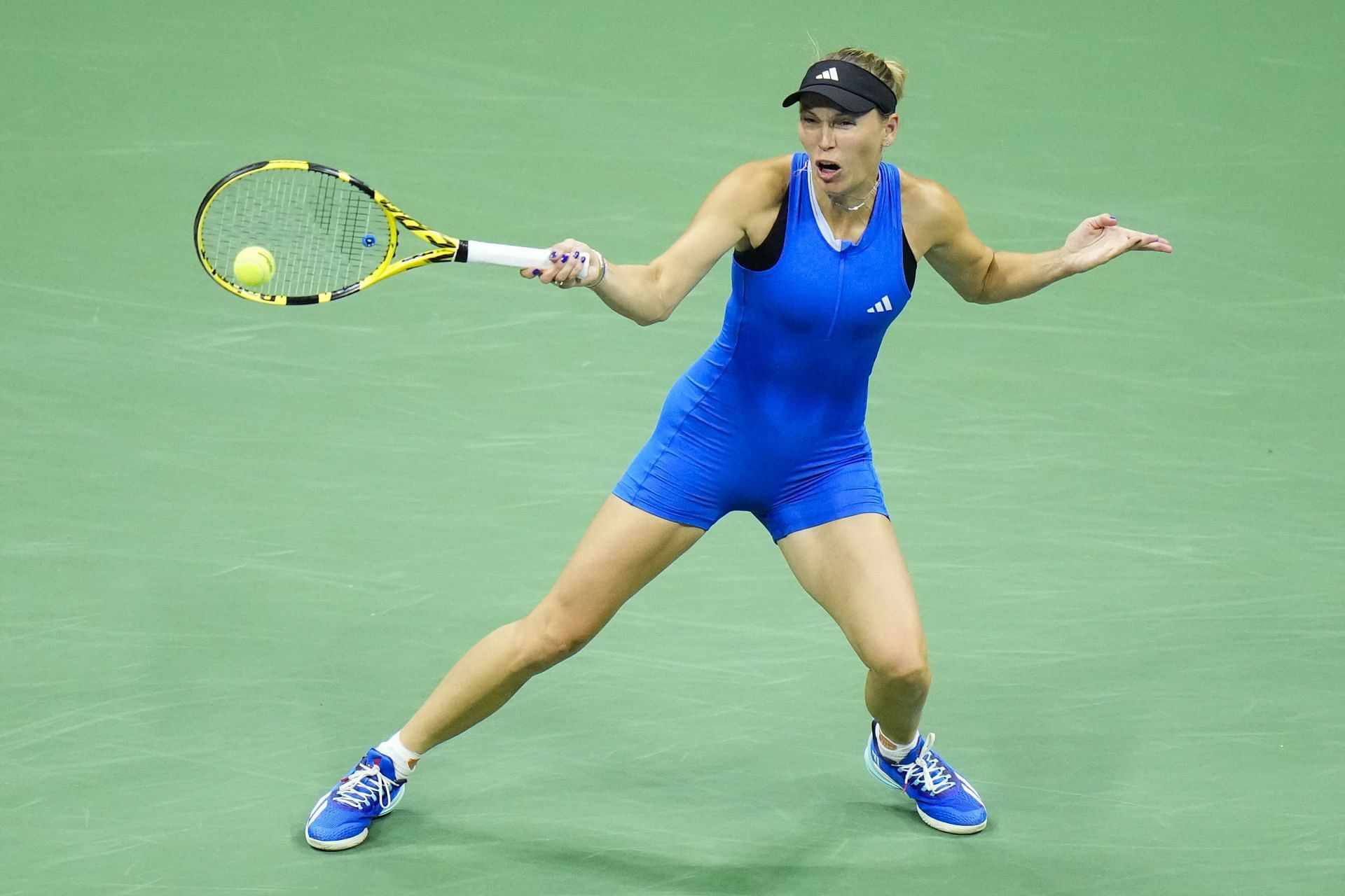 Caroline Wozniacki in action at the 2023 US Open.