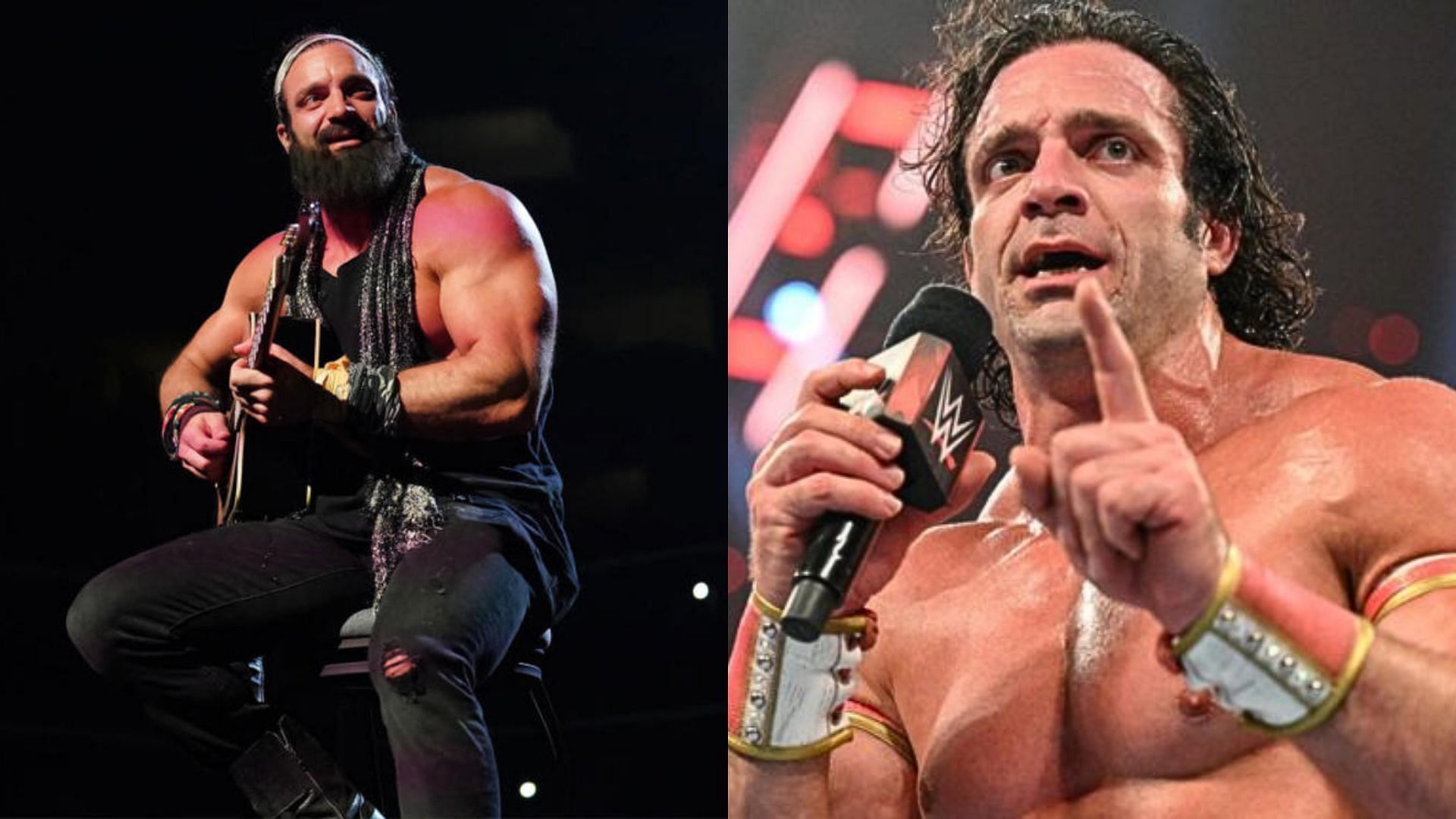 Elias (left) and his twin brother as part of WWE storyline, Ezekiel (right)