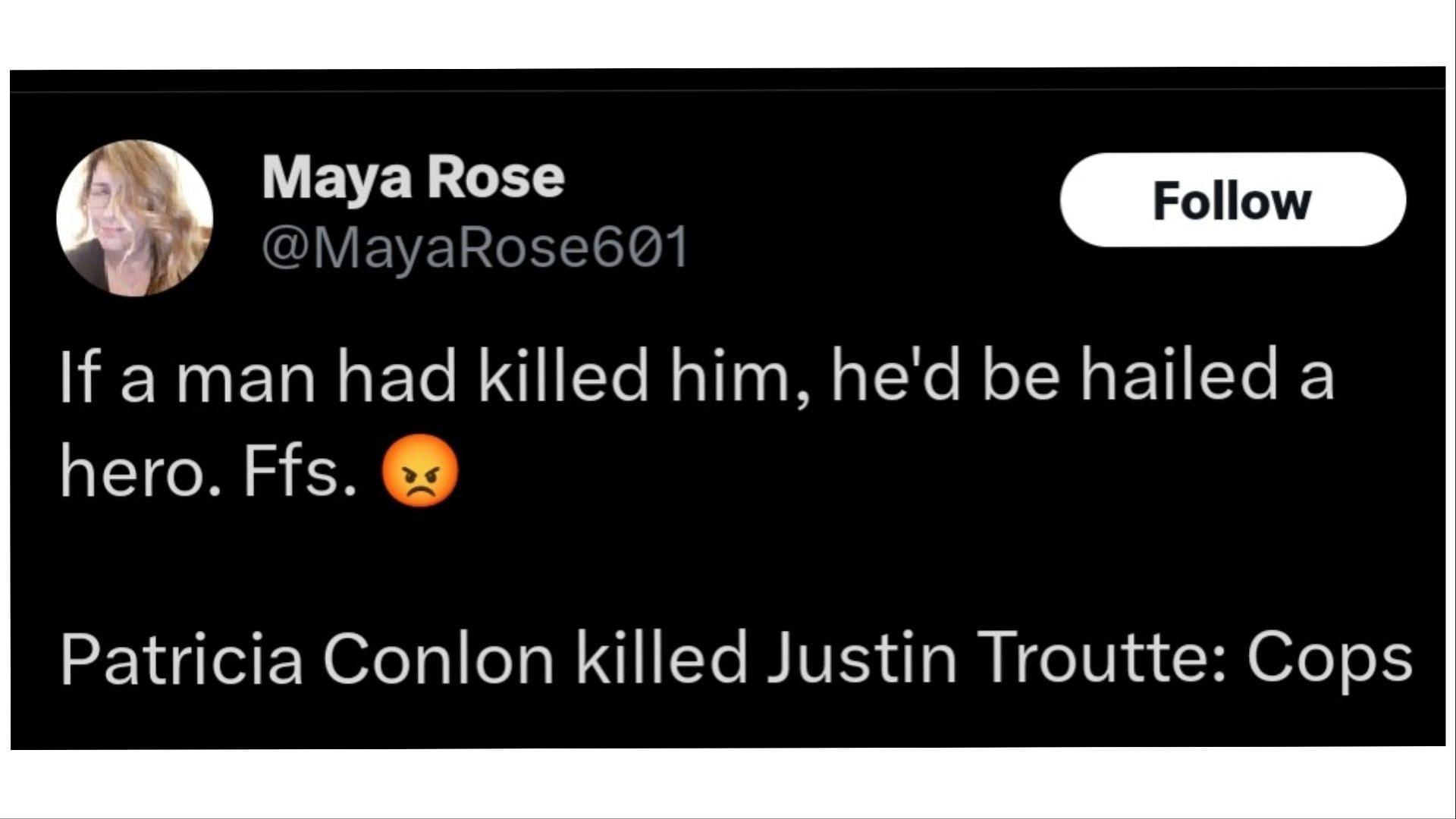 Conlon claimed that she shot in self-defense, (Image via Maya Rose/Twitter)