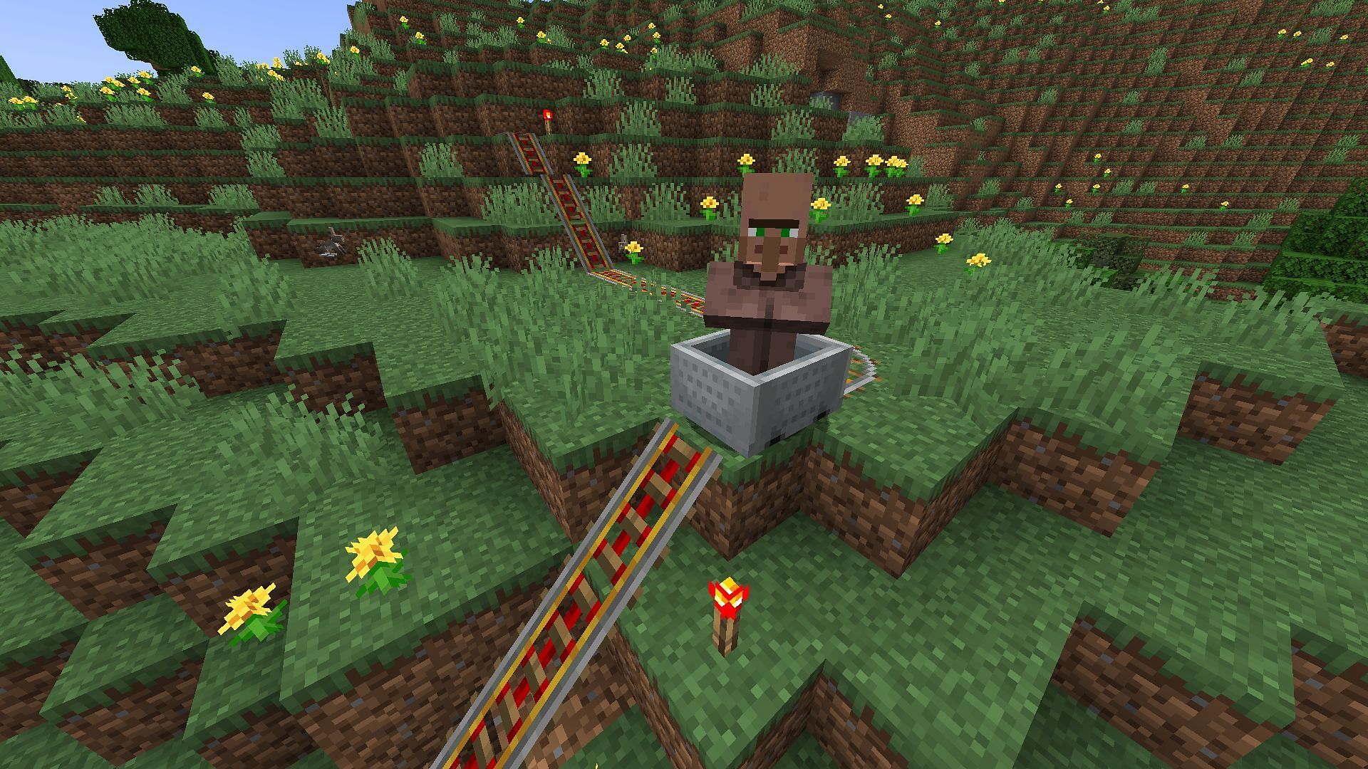 A powered rail can be used to thrust minecarts forward (Image via Mojang)