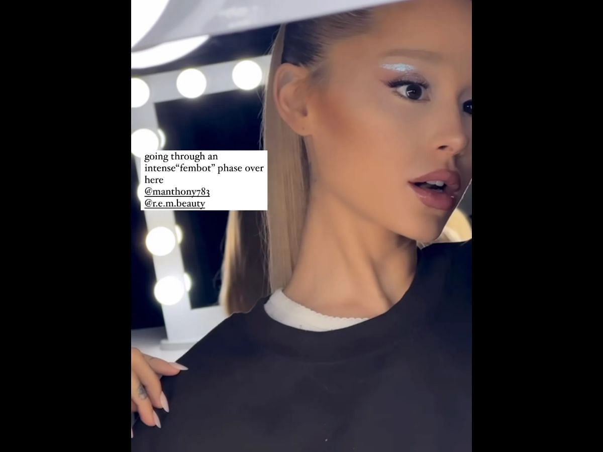 Ariana Grande&#039;s Fembot look (Image via Instagram/ @r.e.m.beauty)