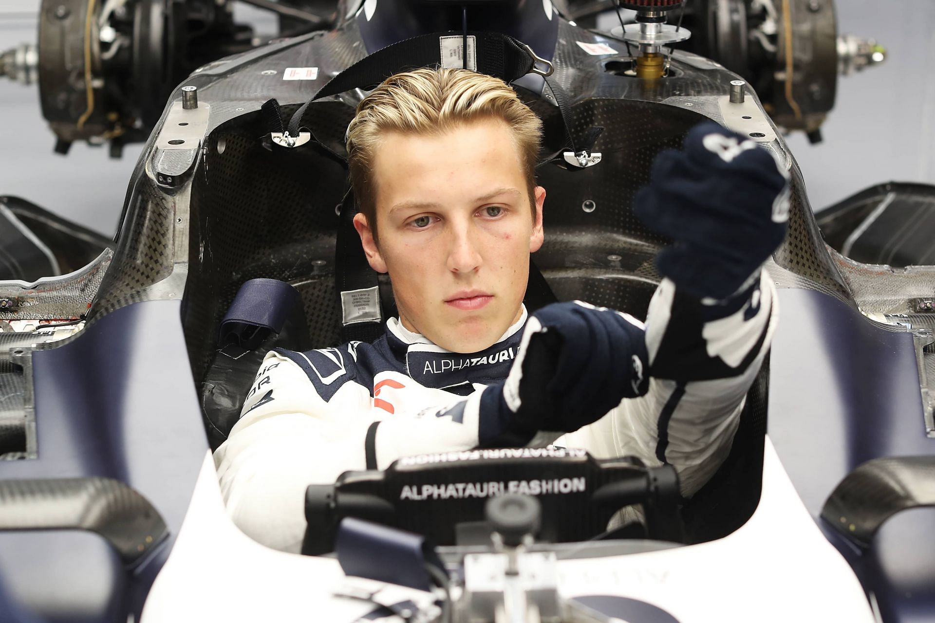 Liam Lawson of New Zealand and Scuderia AlphaTauri has a seat fitting in the garage prior to final practice ahead of the F1 Grand Prix of The Netherlands at Circuit Zandvoort on August 26, 2023 in Zandvoort, Netherlands. (Photo by Peter Fox/Getty Images)
