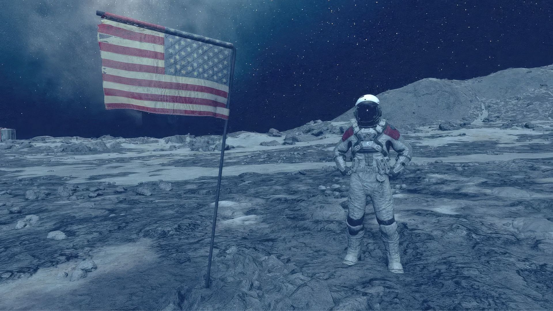 The American flag at the moon landing site (Image via Bethesda)
