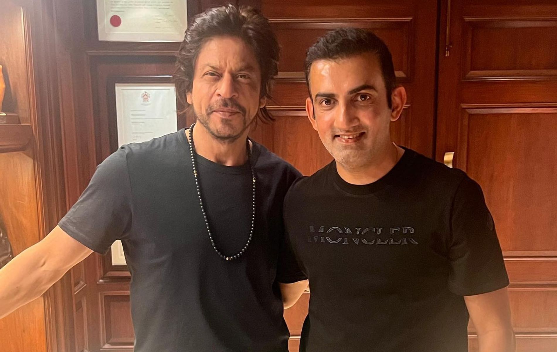 Shah Rukh Khan (L) with Gautam Gambhir. (Pic: Instagram)