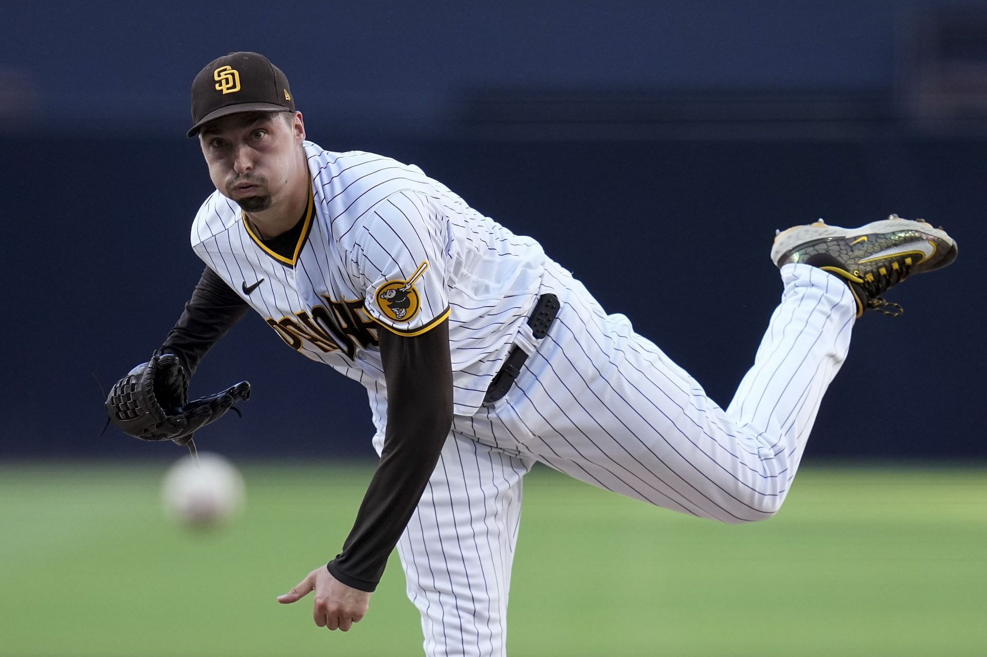 San Diego Padres starting pitcher Blake Snell works against a San Francisco Giants in San Diego