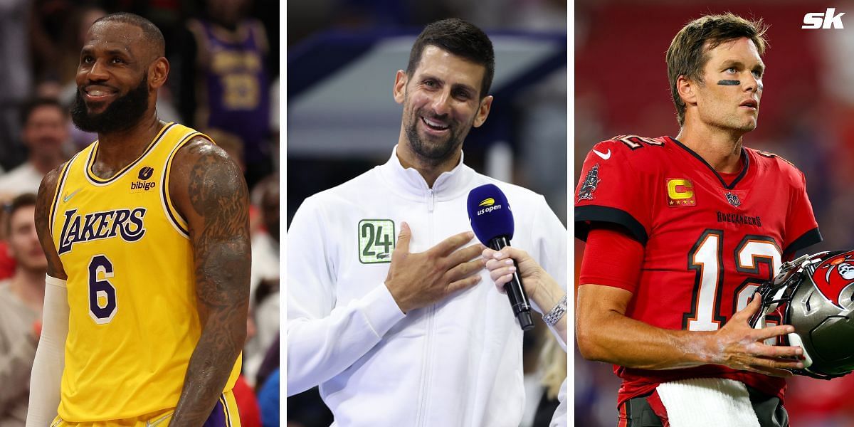 (L-R) LeBron James, Novak Djokovic and Tom Brady.