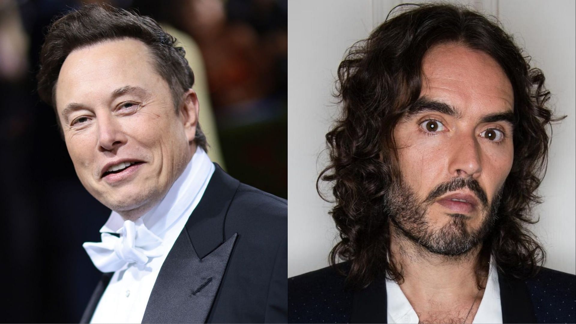 Elon Musk and Russell Brand. (Photo via Getty Images)