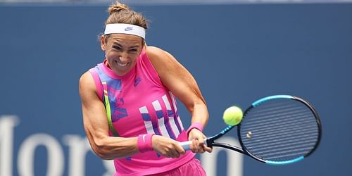 Azarenka hits a backhand