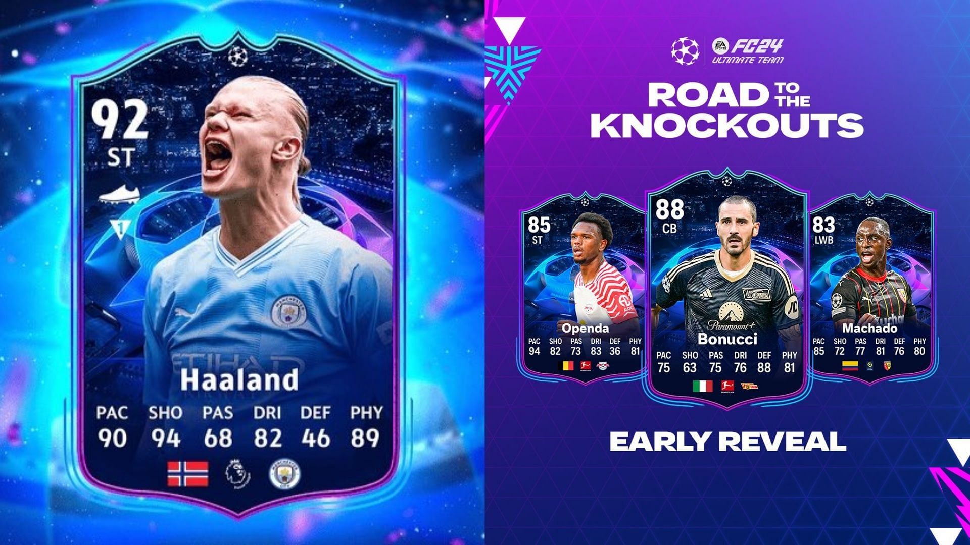 The RTTK promo will introduce some really special cards in EA FC 24 (Images via Twitter/FUT Scorecard, Twitter/UEFA Champions League)