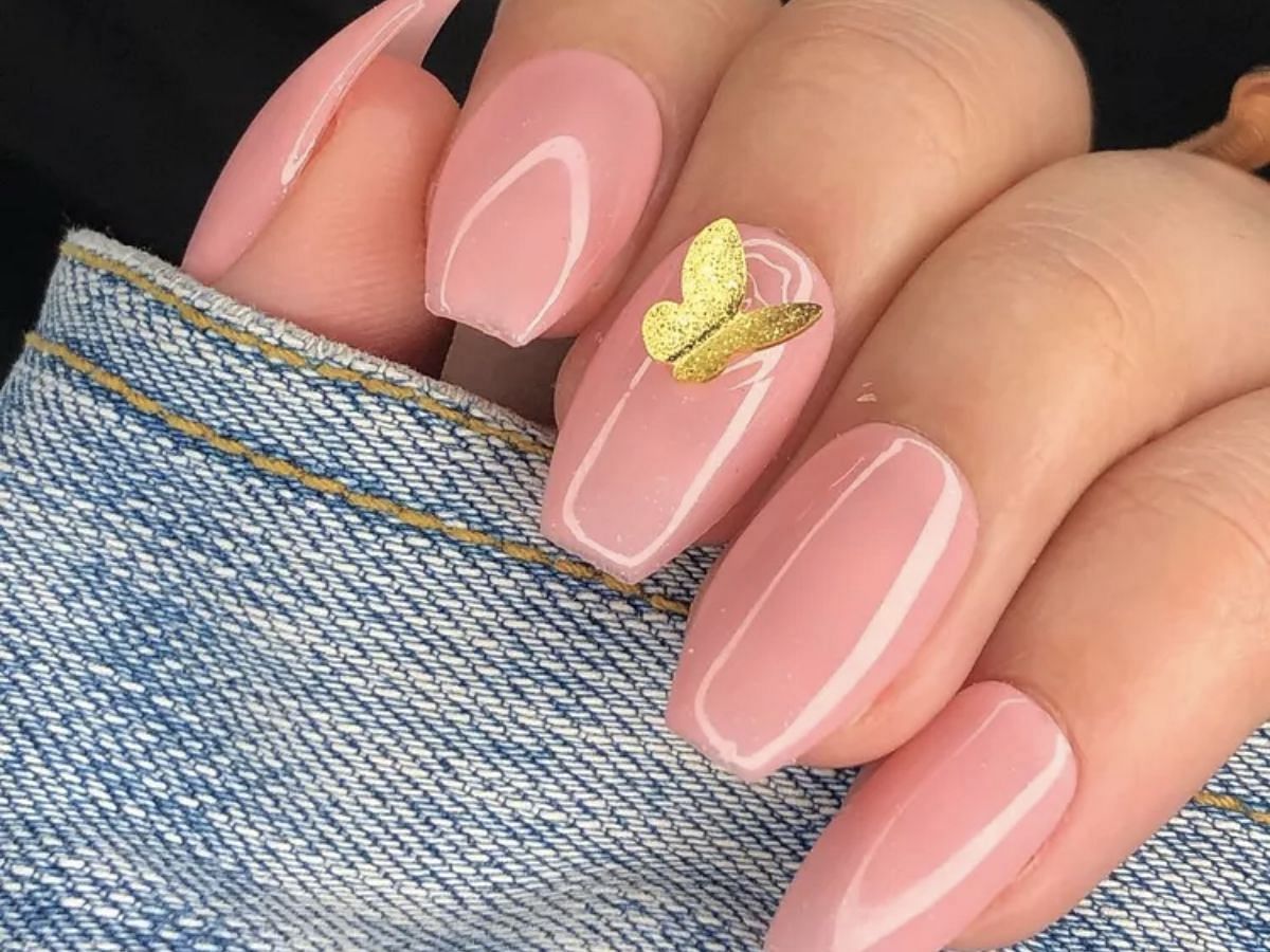 Nails with butterfly accent (Image via Sportskeeda)