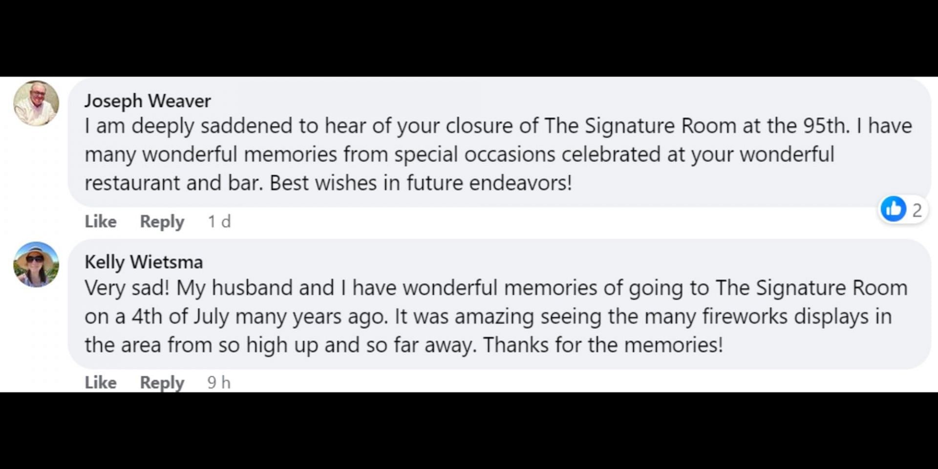 Netizens think back to their memories of the celebrated Chicago restaurant (Image via Facebook/@SignatureRoom95)