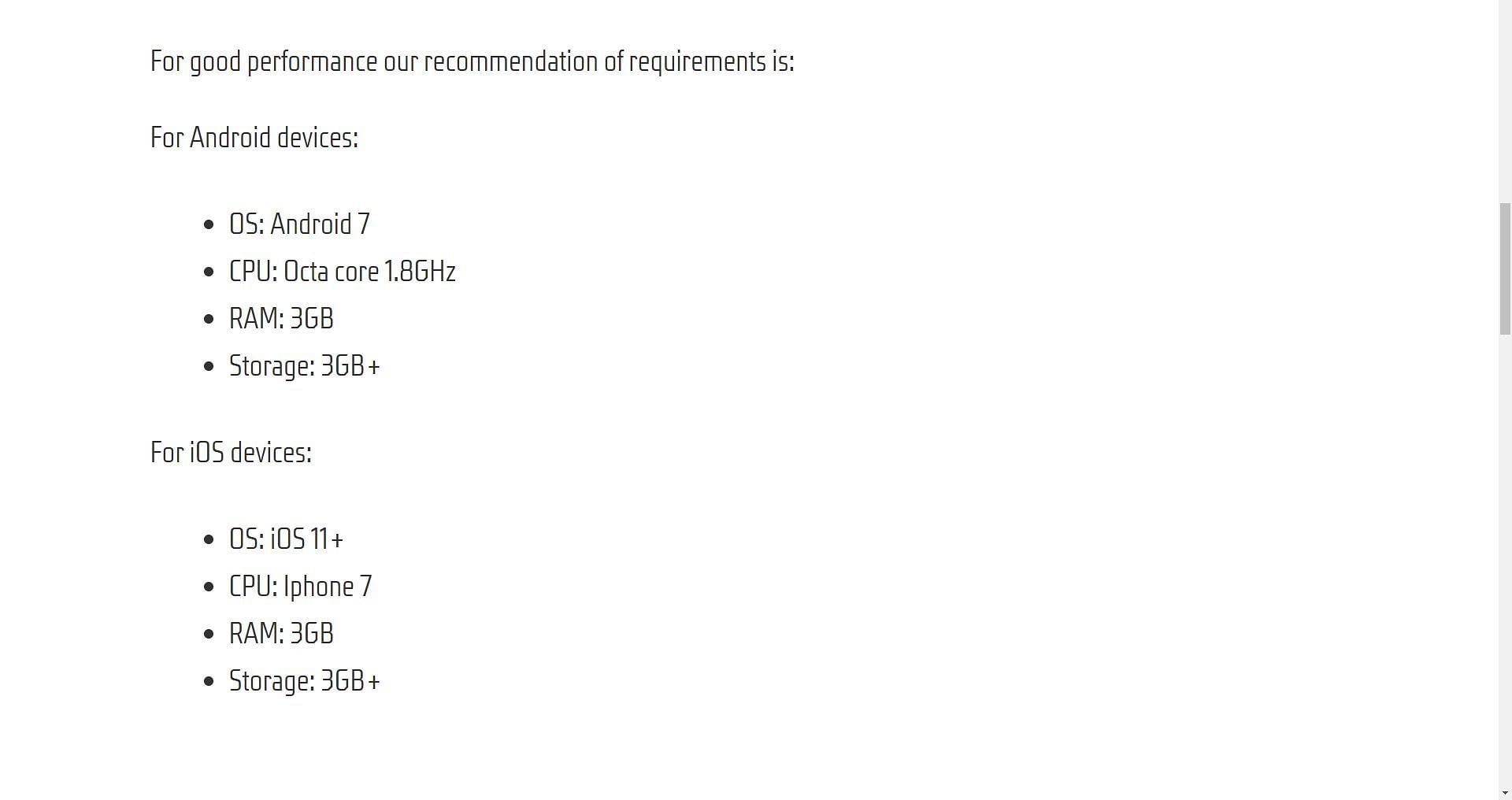 Recommended requirements of regular version (Image via Garena)