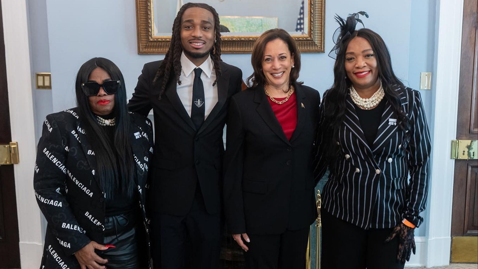 Quavo met with Kamala Harris to discuss gun violence prevention (Image via Instagram/@vp &amp; @quavohuncho)