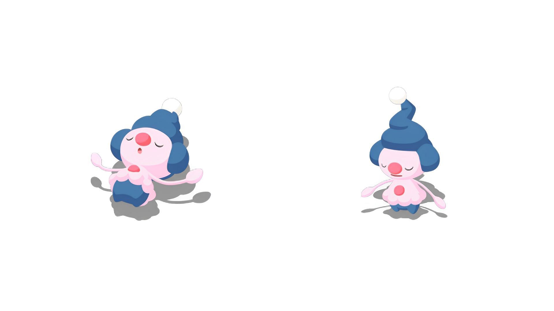 Mime Jr. Outflung Sleep and Upright Sleep style in Pokemon Sleep (Image via The Pokemon Company)