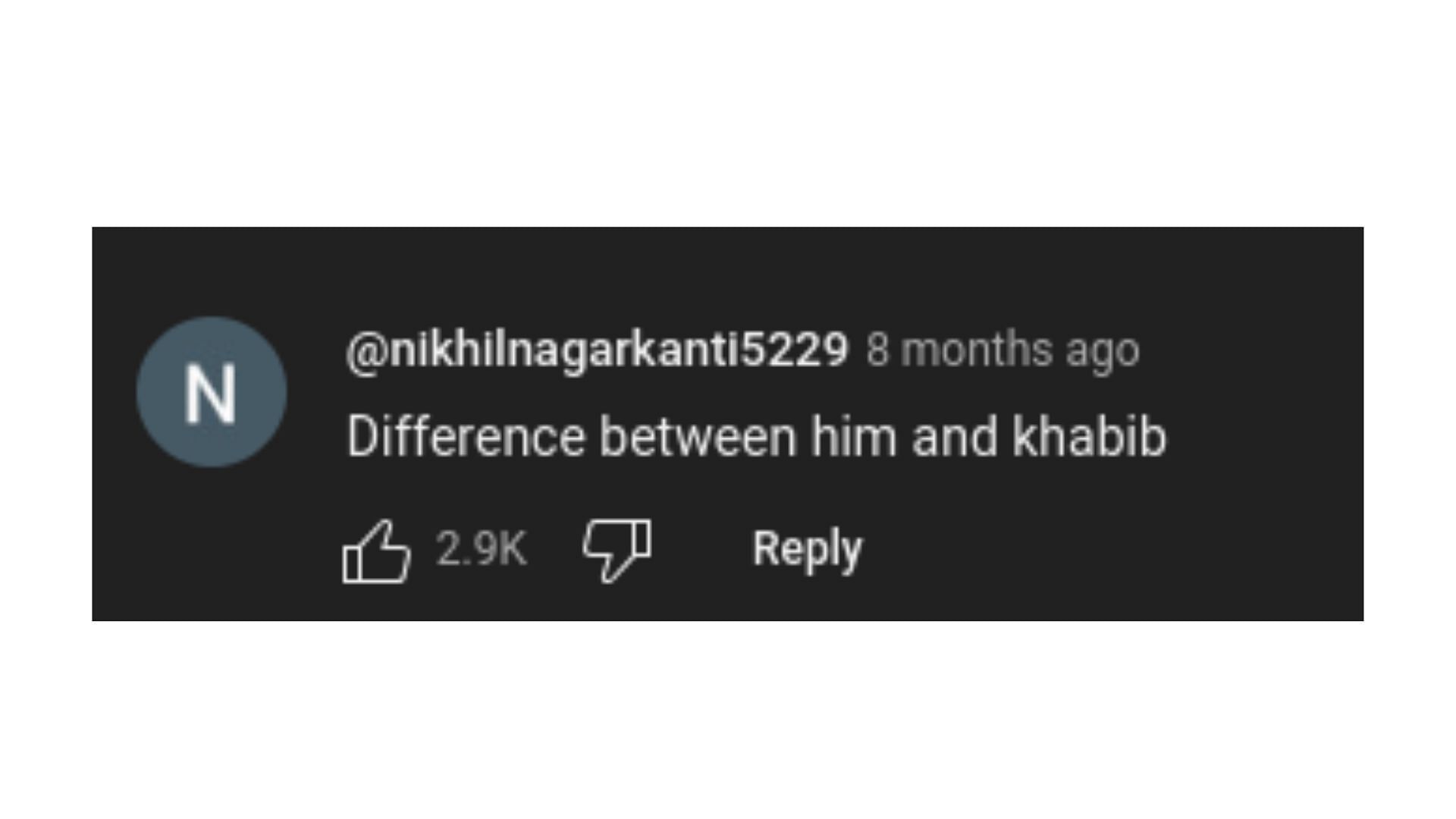 A fan&#039;s comment on YouTube