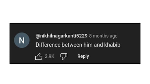 A fan's comment on YouTube