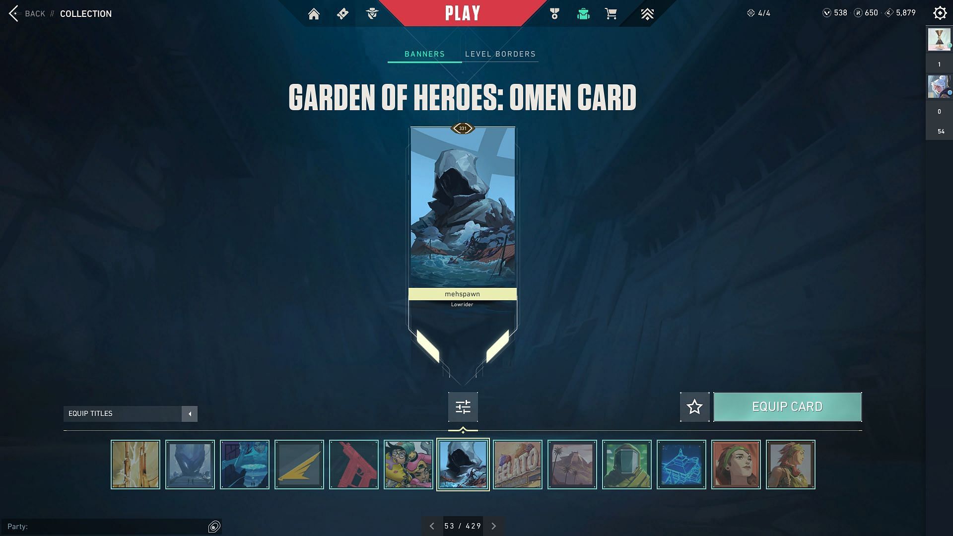 The Garden of Heroes: Omen Player Card (Image via Riot Games)