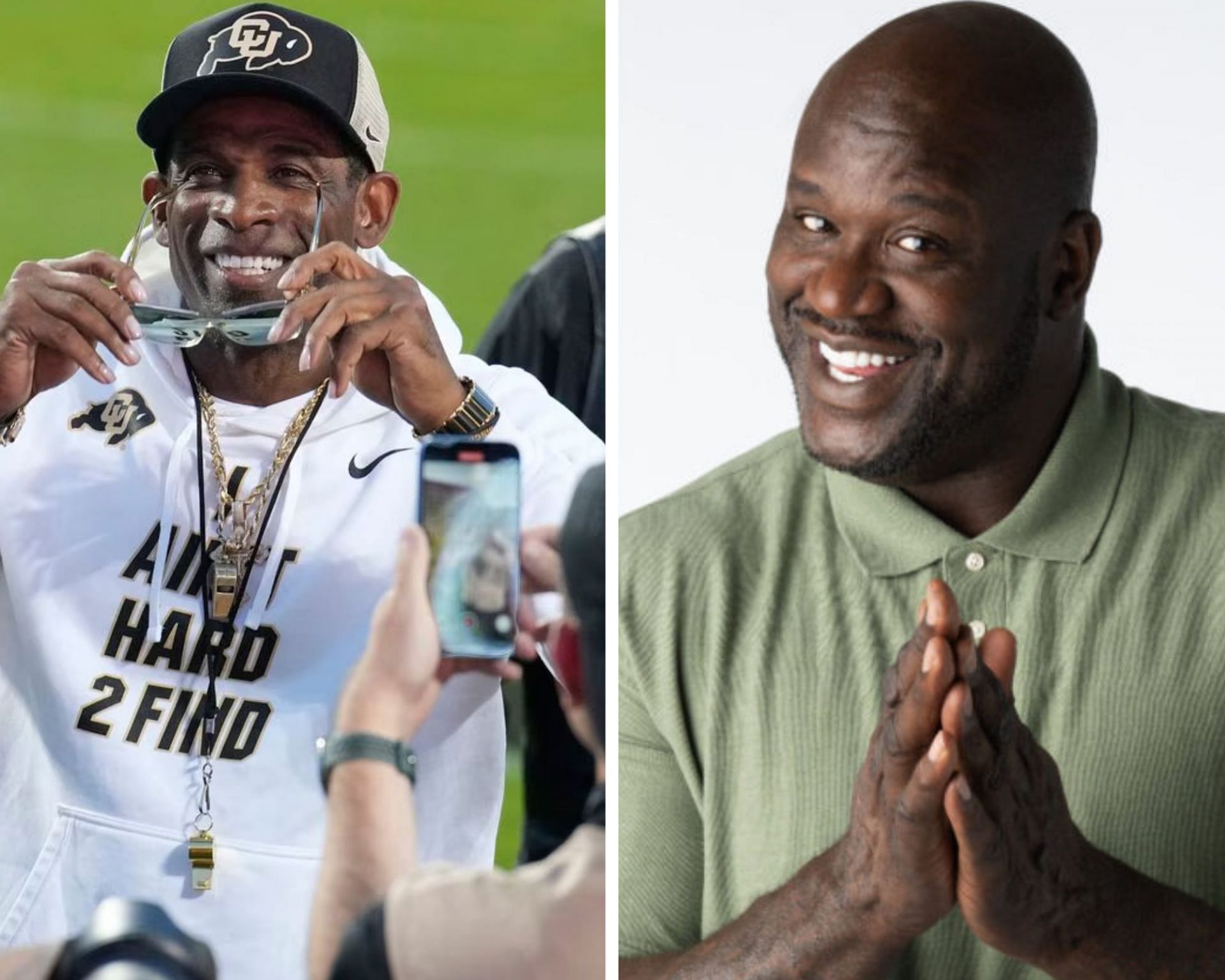 Deion Sanders (R) and Shaquille O&#039;Neal (L)