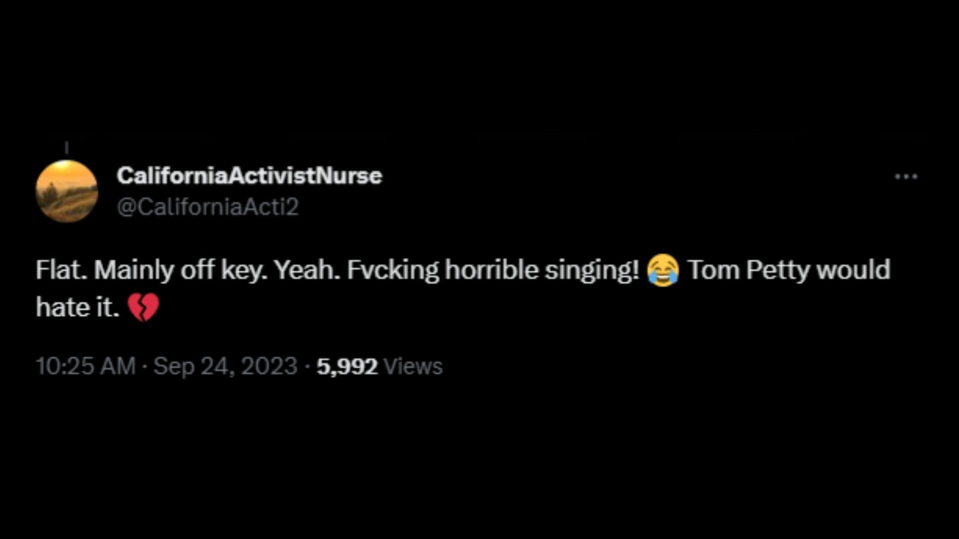 Screenshot of an X user remarking on Trump&#039;s cover of Tom Petty&#039;s Won&#039;t Back Down. (Photo via @ChudsOfTikTok/X)