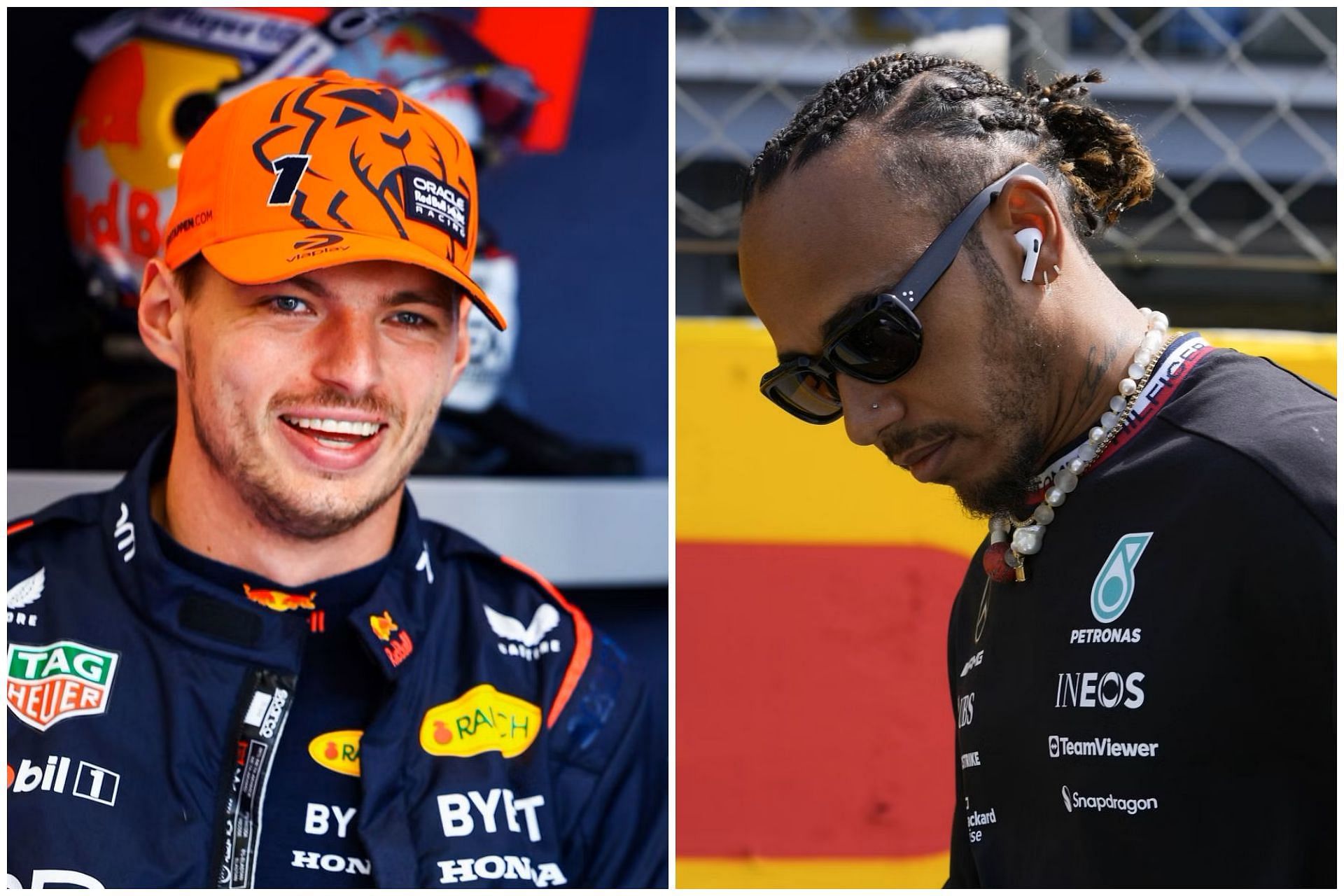 Max Verstappen (L) and Lewis Hamilton (R) (Collage via Sportskeeda)