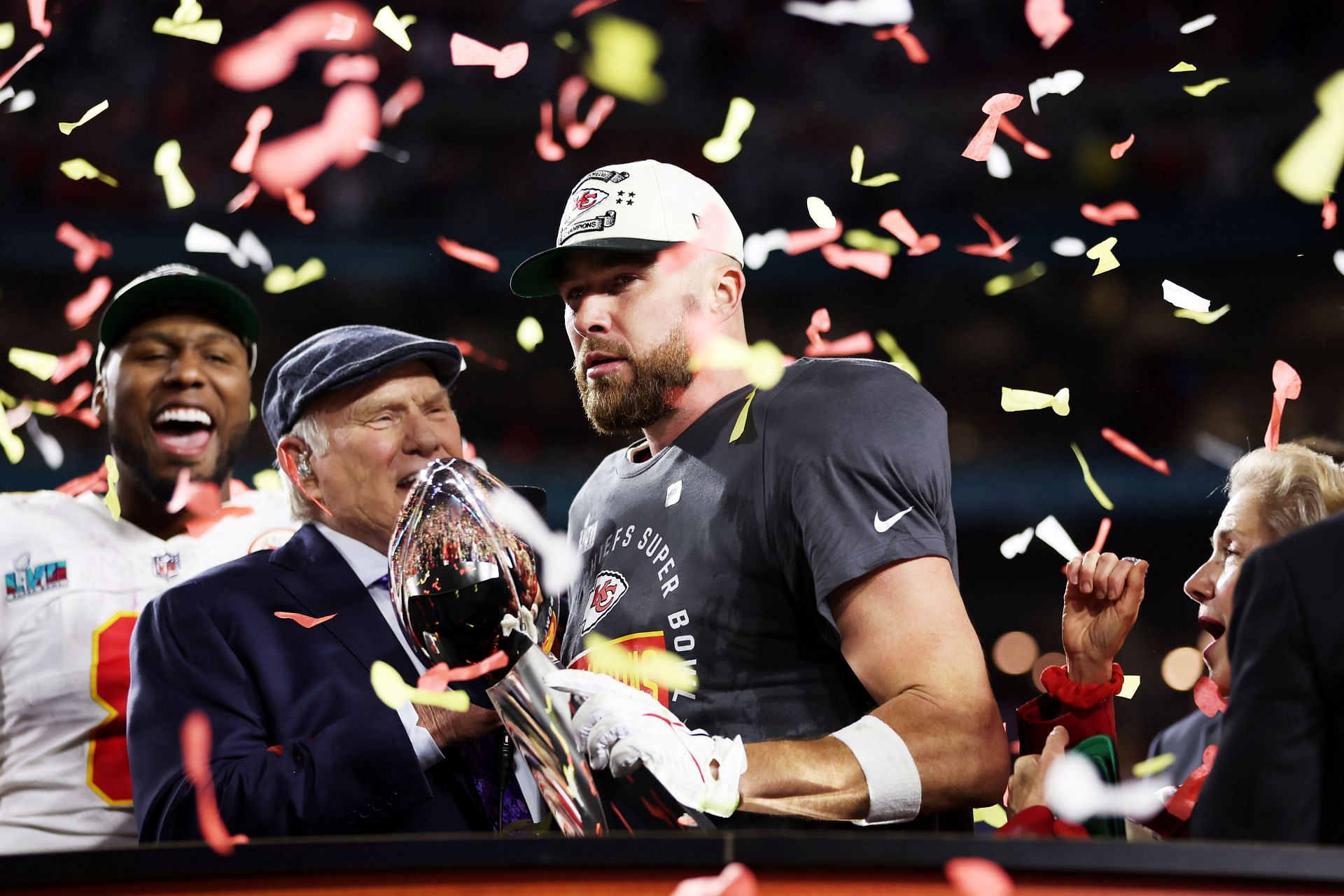 Travis Kelce at Super Bowl LVII - Kansas City Chiefs v Philadelphia Eagles