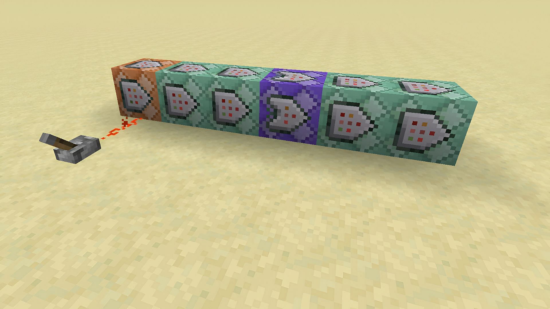 Chain command blocks have a cyan coloration (Image via Mojang)