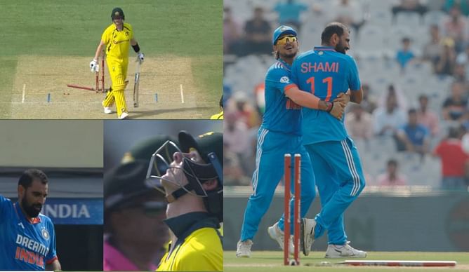 [Watch] Mohammed Shami castles Steve Smith with an absolute corker in the IND vs AUS 1st ODI