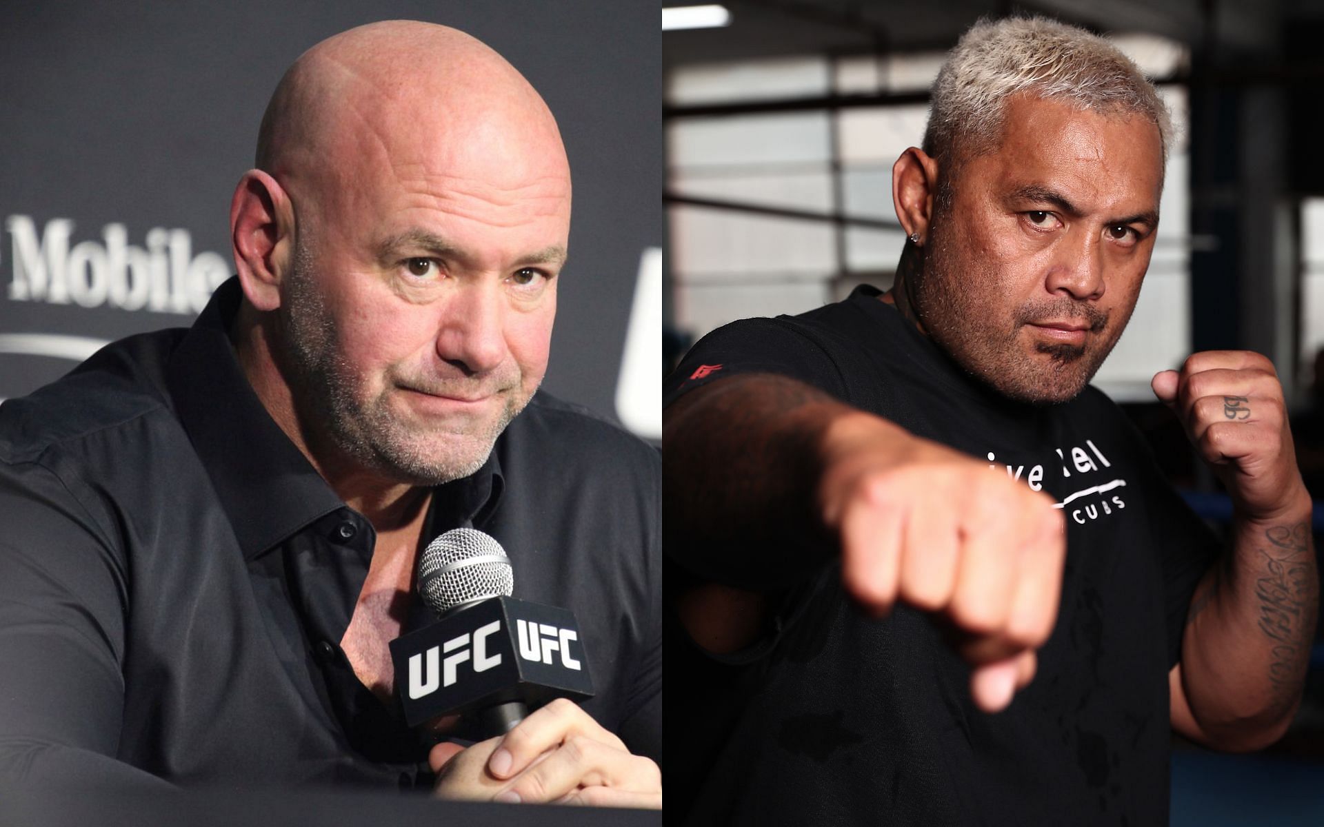 Dana White (left) and Mark Hunt (right). [via Getty Images]