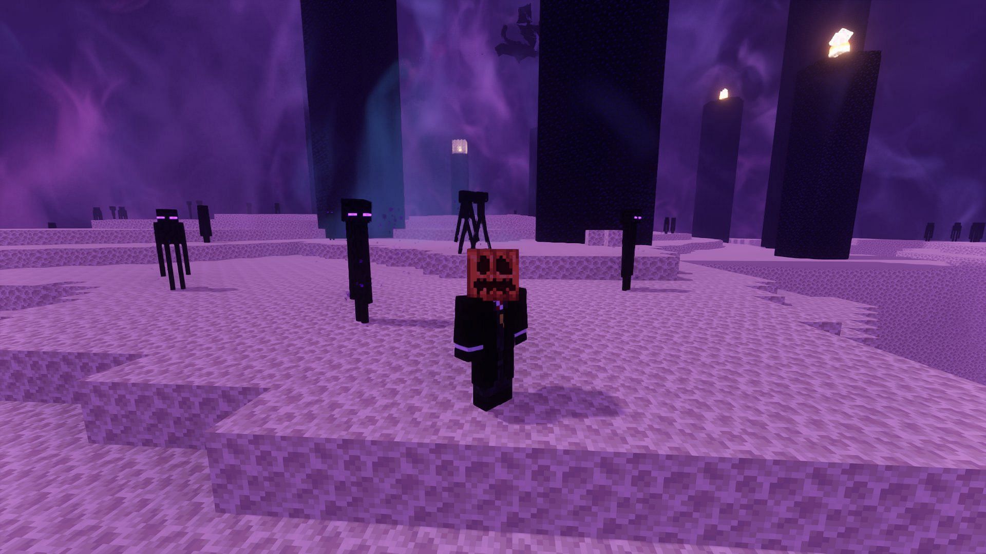 The pumpkin head protects you from Endermen (Image via Mojang)