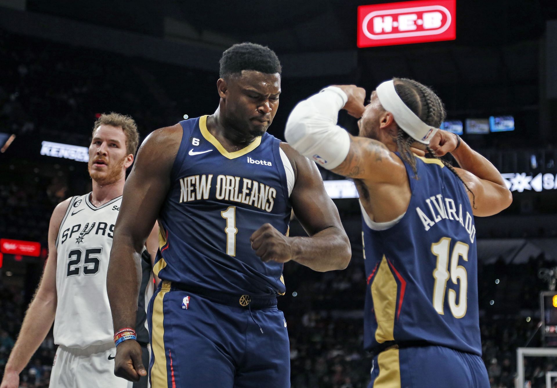 New Orleans Pelicans&#039; Zion Williamson and Joe Alvarado