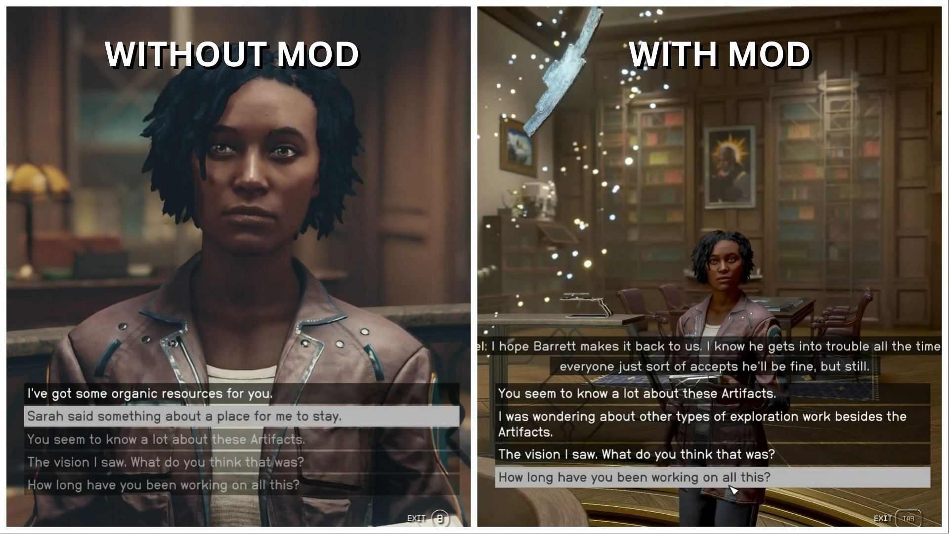 How the mod makes a difference (Image via Sportskeeda/Bethesda)