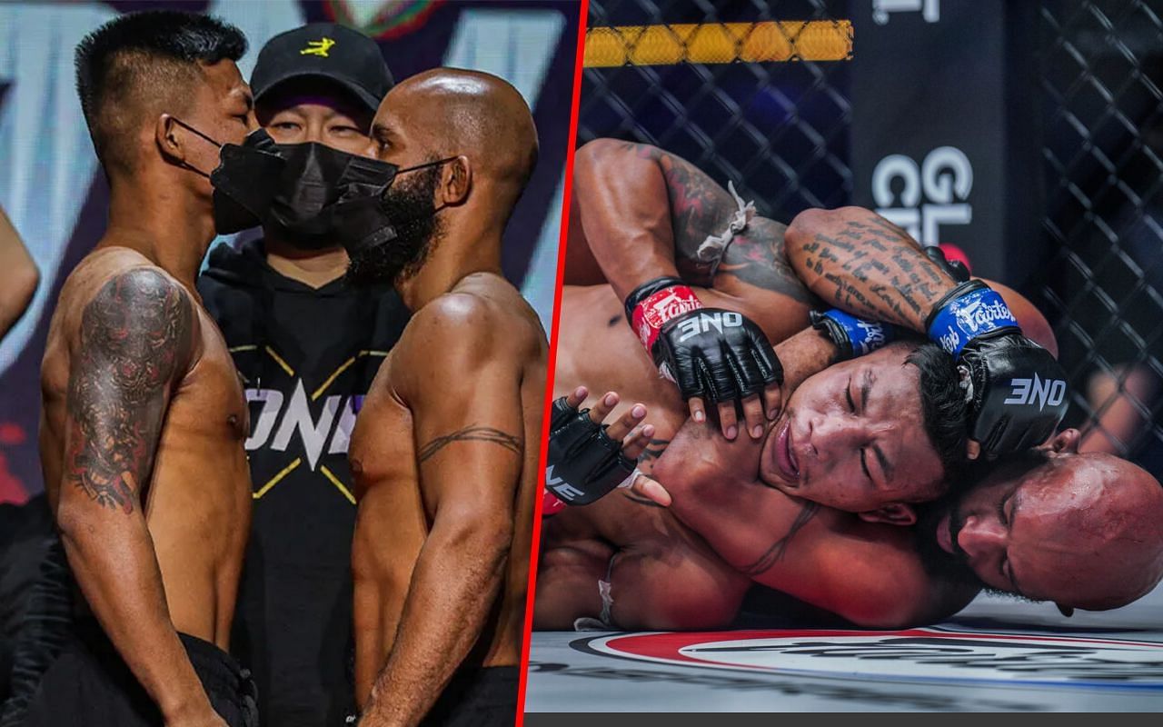 Demetrious Johnson and Rodtang (left) and Johnson fighting Rodtang (right) | Image credit: ONE Championship