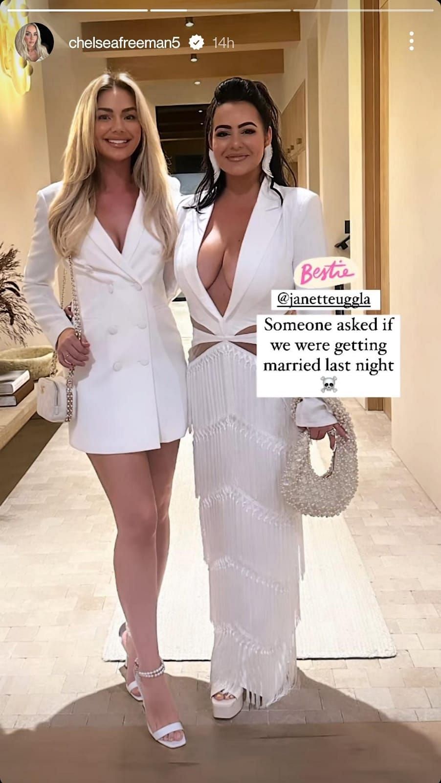 Chelsea Freeman and best friend Janette were mistaken for newlyweds in  white dresses: Someone asked if we were getting married last night