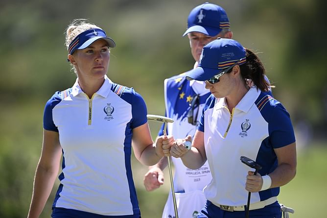 Leona Maguire and Charley Hull win 4-3 against US pair Nelly Korda and Ally Ewing in the 2023 Solheim Cup