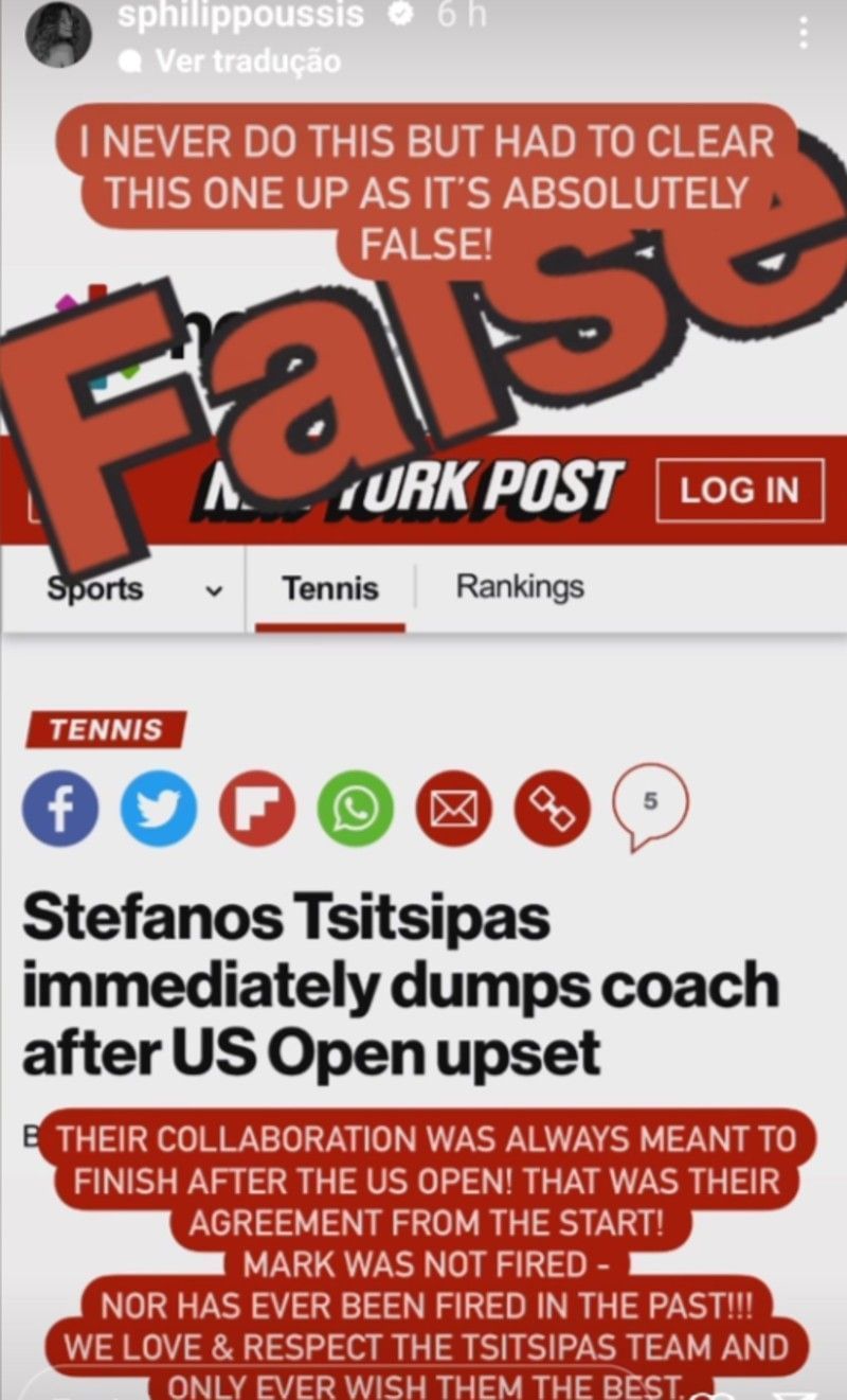 Mark Philippoussis' wife's Instagram story