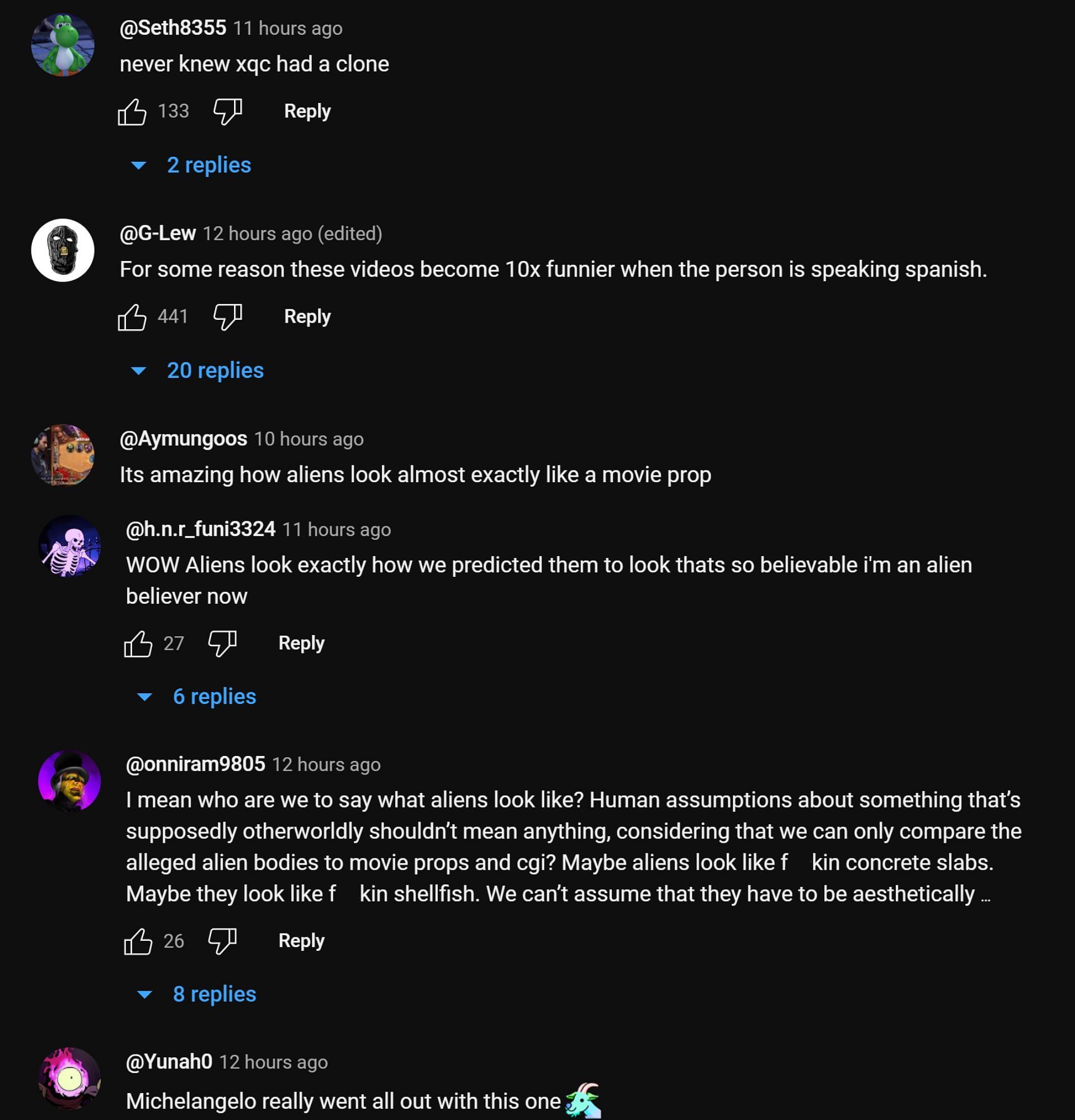 Fans discussing the streamer&#039;s take on the alleged aliens. (Image via xQc Clips/YouTube)