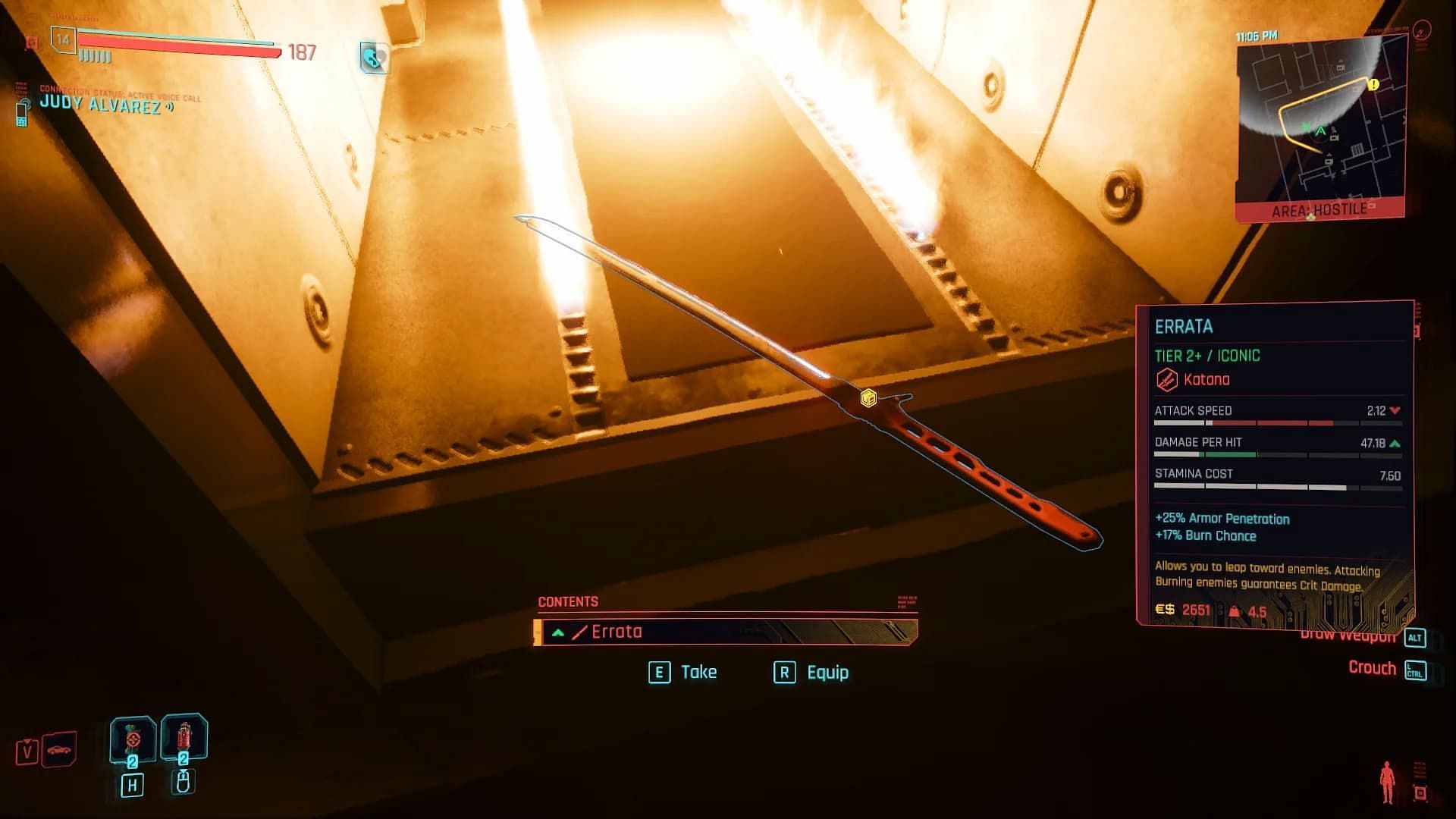The Thermal Katana in the game (Image via CD Projekt Red)