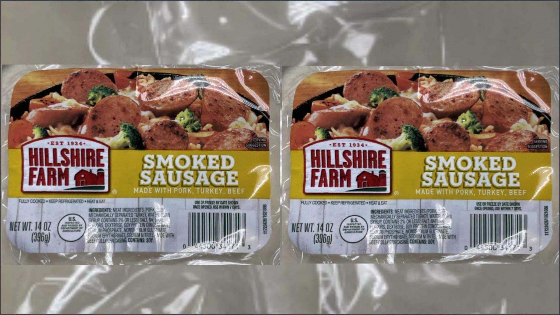 The recalled Hillshire Farms smoked sausage products may contain bone fragments (Image via FSIS)