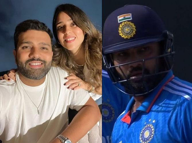 Team India captain Rohit Sharma poses for a selfie with wife Ritika Sajdeh