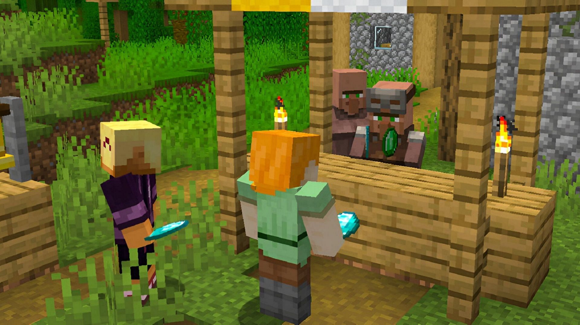 Minecraft fans will need a few diamonds for diamond armor trades in the latest snapshot (Image via Mojang)