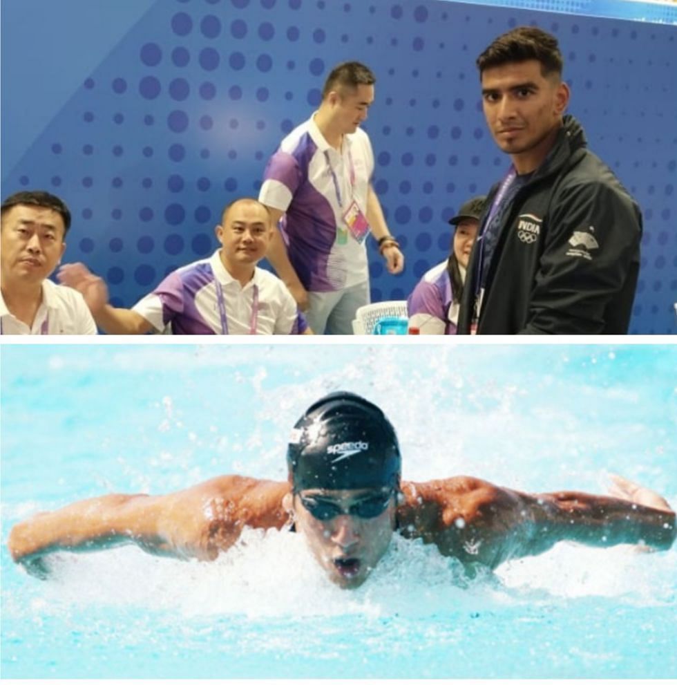 Mayank Chaphekar posed with his hero Virdhawal Khade in a touching photo ahead of the Asian Games