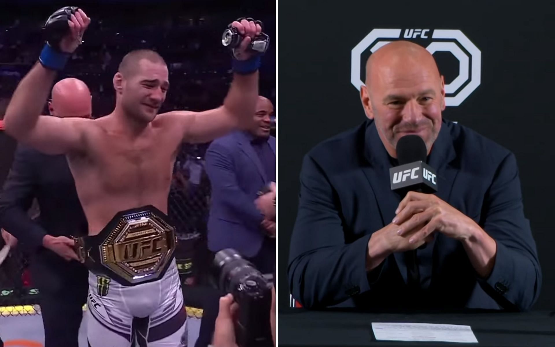 Sean Strickland [L] and Dana White [R] at UFC 293 venue [Images via @ufc YouTube channel]