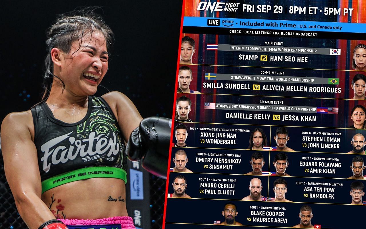 Stamp Fairtex (left) and poster of ONE Fight Night 14 (right) | Image credit: ONE Championship