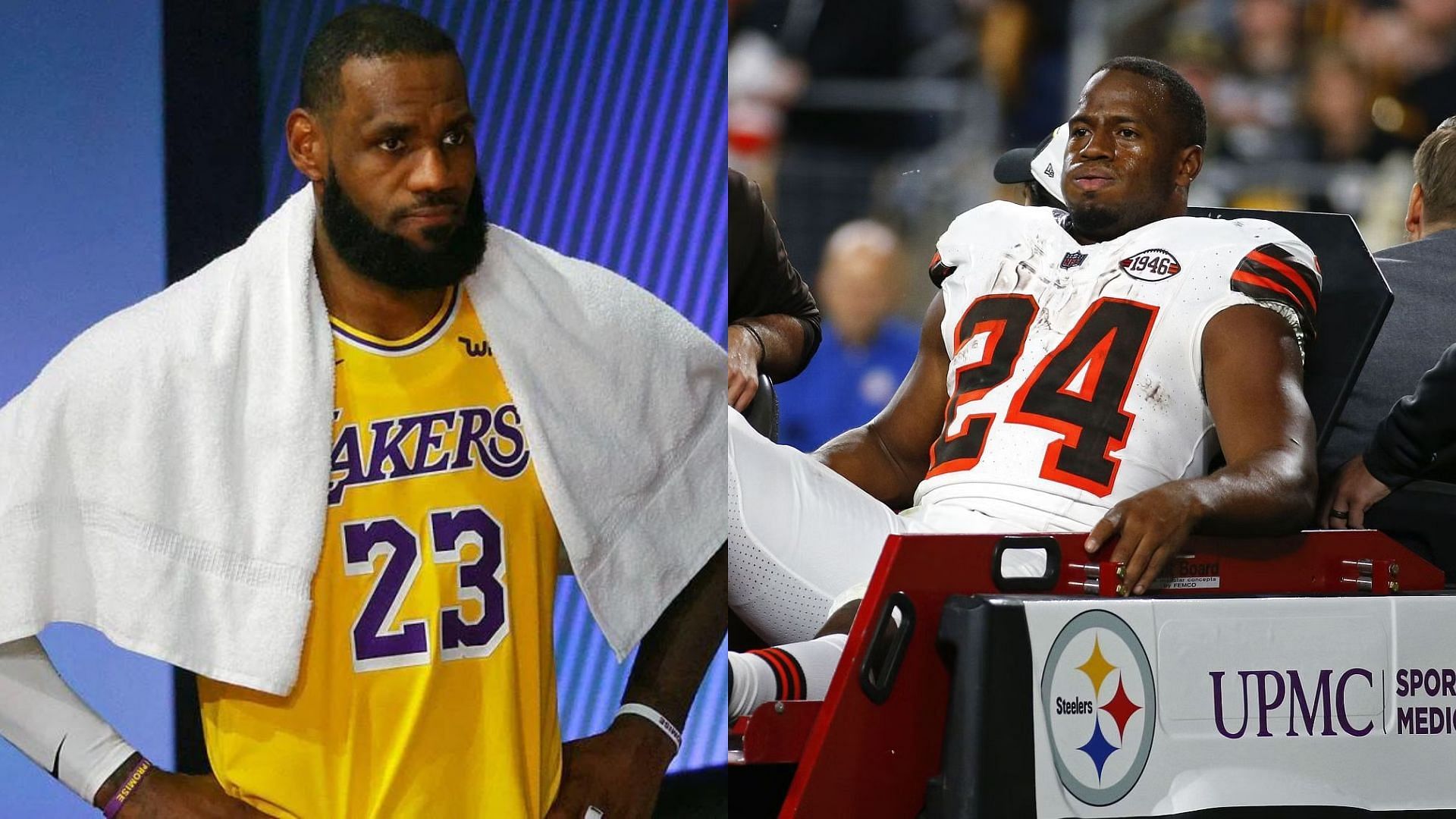 LeBron James reacting to Nick Chubb