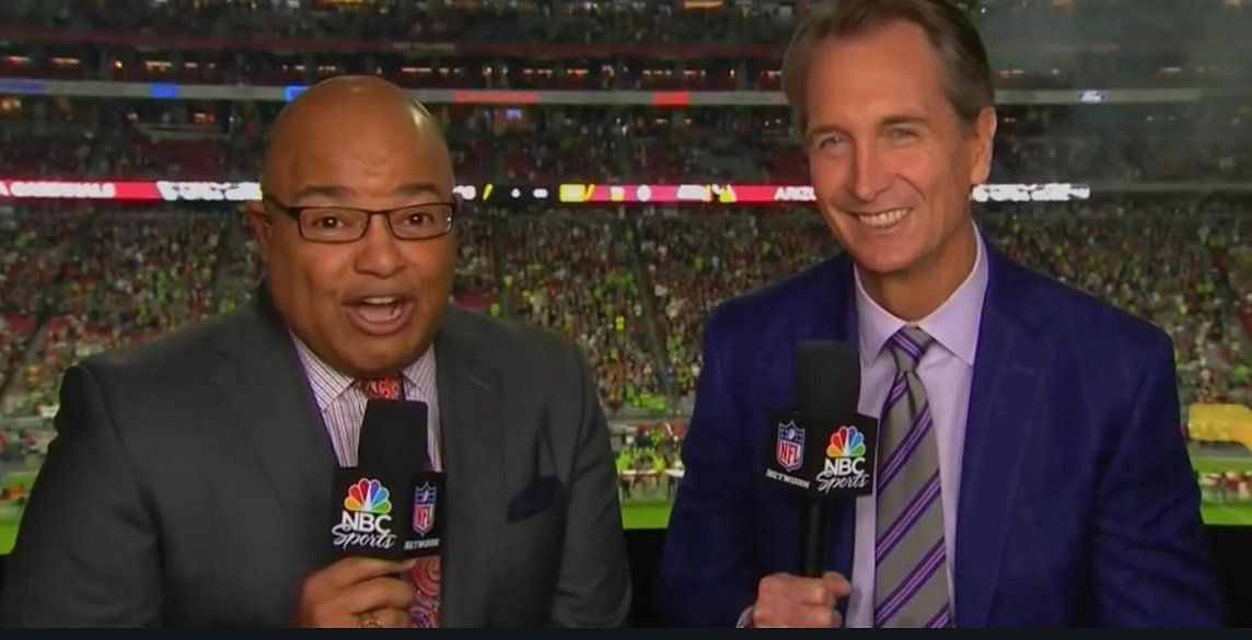 Who are the RaidersSteelers football game announcers for today on NBC