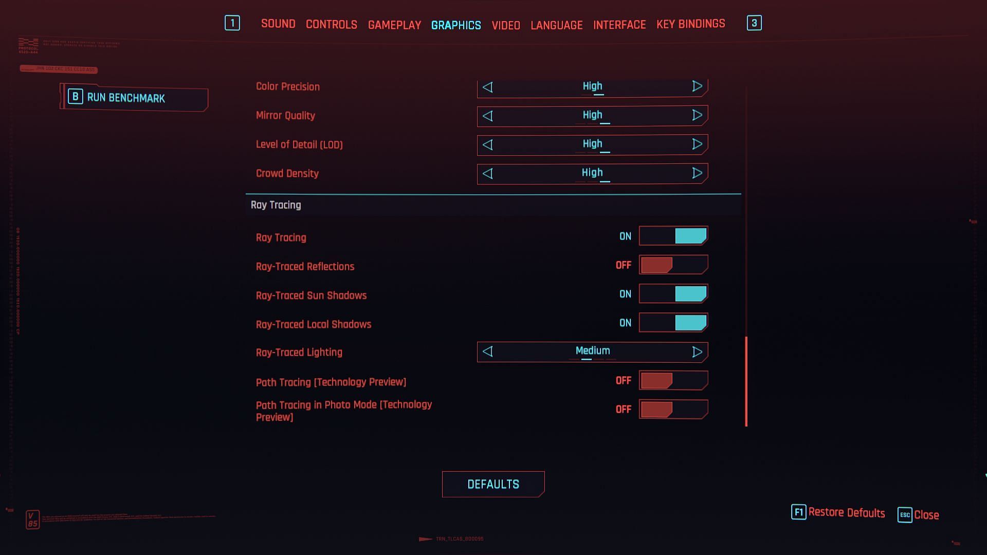 The ray tracing settings recommended in RX 7800 XT for Cyberpunk 2077 2.0 (Image via CD Projekt Red)