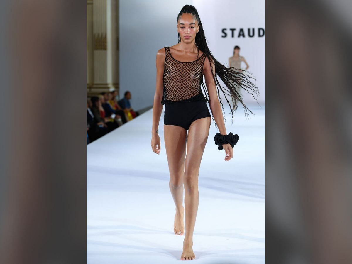 The transparent black net top from Staud ( Image via Getty)