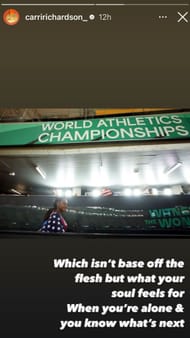 Sha'Carri Richardson's Instagram story (Image via Instagram)