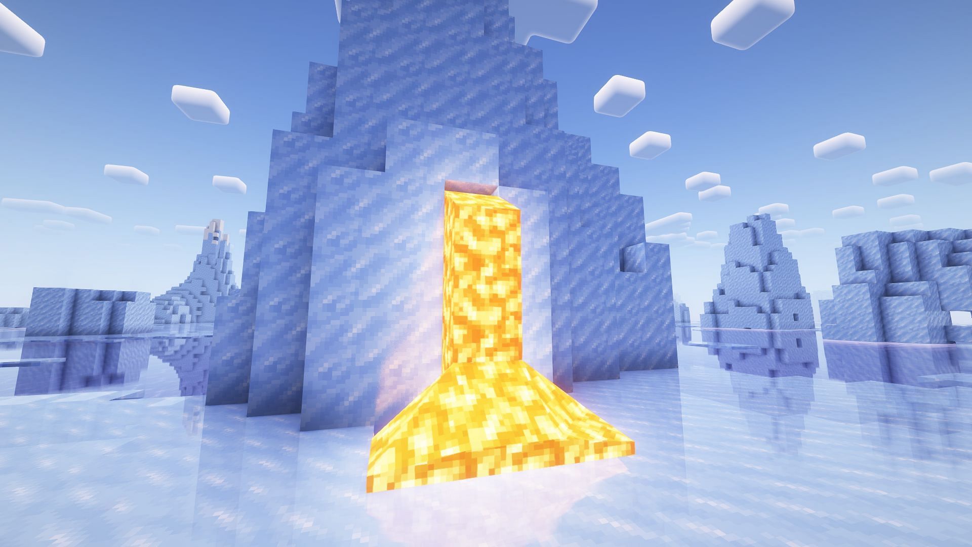 Minecraft Redditor finds lava flowing from a iceberg (Image via Mojang)